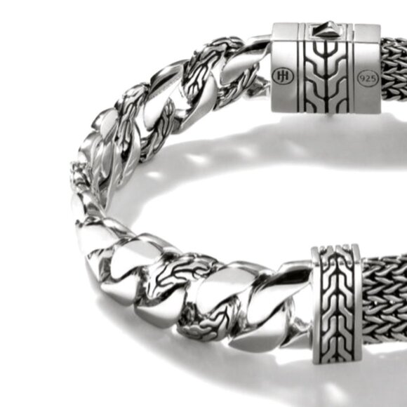 John Hardy Icon Link 12 mm Flat Chain Bracelet Push Clasp Sterling Silver NWT - Picture 3 of 12